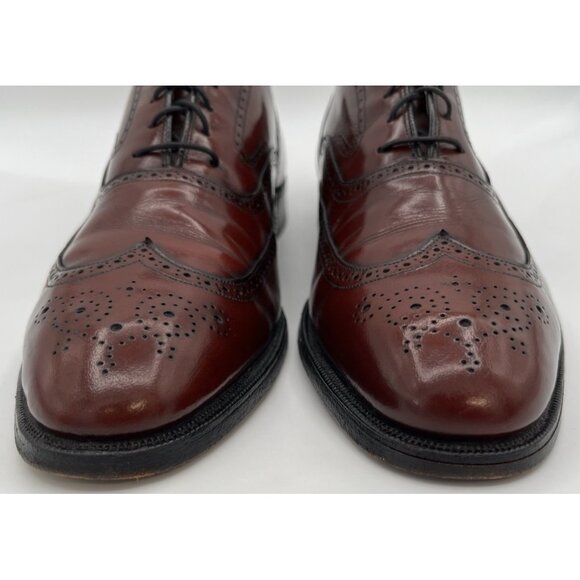 Vintage Johnston & Murphy Aristocraft Oxblood Shell Cordovan Wingtip Shoes 12AAA - Picture 3 of 12